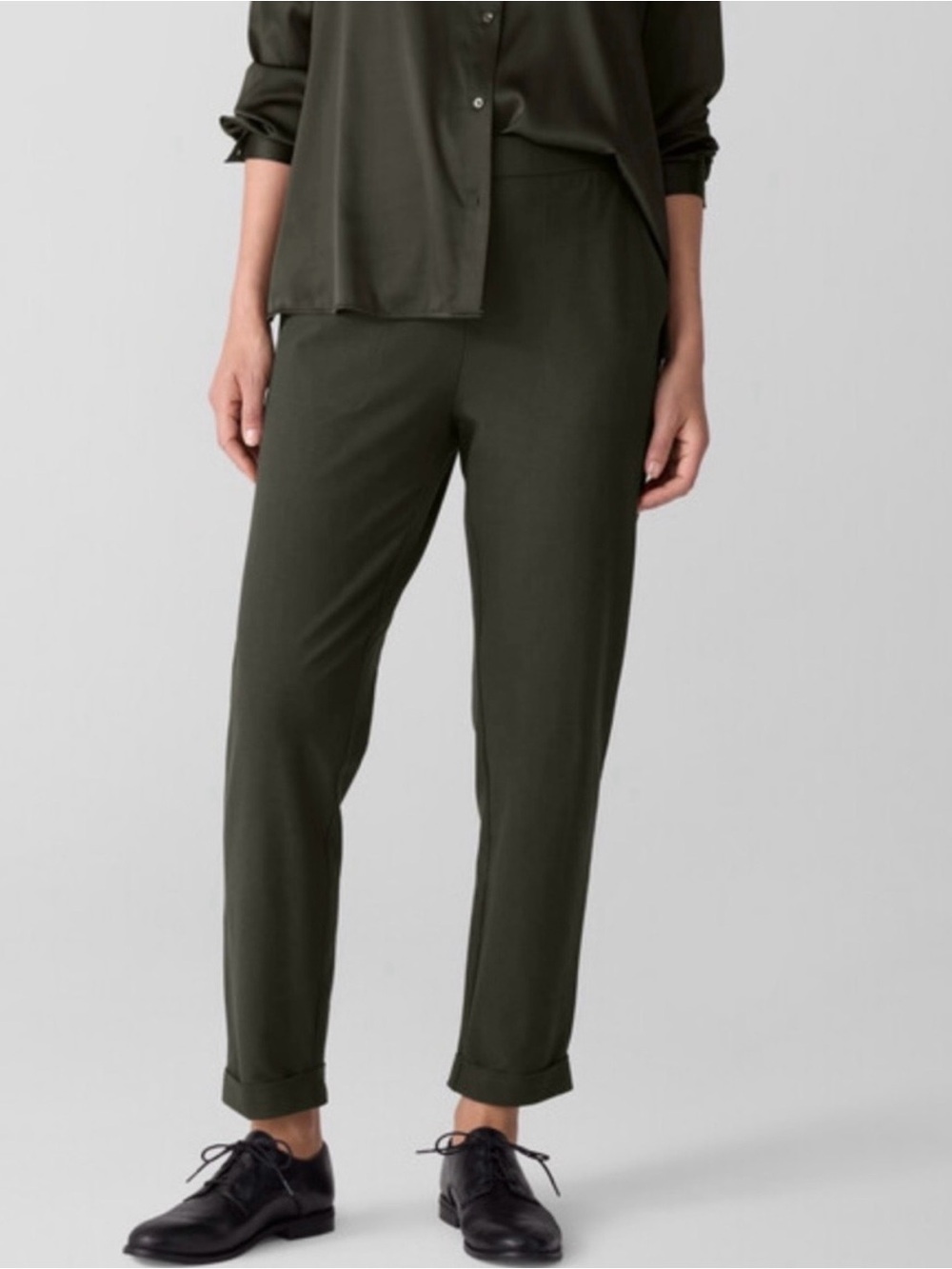 Eileen Fisher Washable Stretch Crepe Cuffed Pant Size M